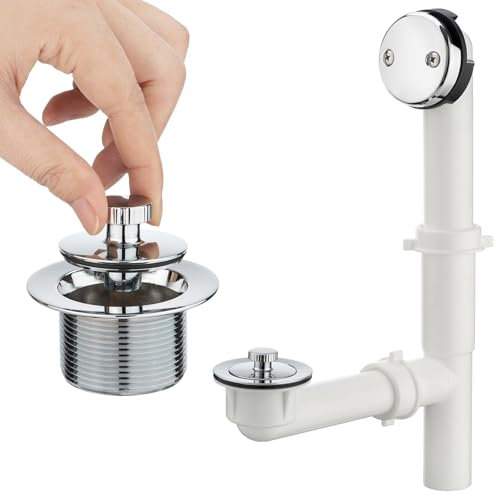 Yariwiz Kit de vidange de baignoire en chrome poli de 3,8 cm avec trop-plein universel et plaque frontale de trop-plein en chrome poli