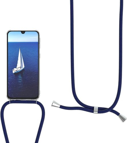Sewutoyu Coque Compatible avec Xiaomi POCO X6 5G, Housse pour Smartphone à Porter au Cou - Étui à bandoulière Cordon - Lanyard Case Protection Complète, Étui en Silicone Transparent, Bleu foncé