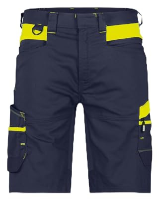 DASSY® Manilla Stretch-Arbeitsshorts - Größe 52 - NACHTBLAU/NEONGELB