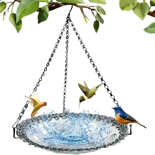 Vogeltränke Winterfest, Vogelbad, Vobelbecken Garten, Vogeltränke Frostsicher, Vogelfutterspender Für Vögel, Vogeltränke Hängend Für Wildvögel Im Garten Balkon Balkongeländer (Grau)