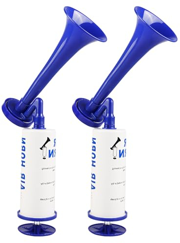 2 Stück Airhorn, Air Horn Tröte Laut, Druckluft Hupe Signalhorn, Fanfare Druckluft Gashupe Lufthorn, Signal Horn für Fussball Handball Nebelhorn Schiedsrichter-Blau