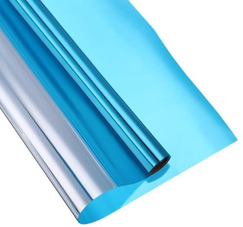 sourcing map Window Privacy Film, One Way Daytime Privacy Heat Control Blocking Static Cling Window Tint for Home Office, Light Blue, 35.4x118.1 Inch