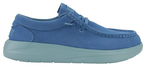HEYDUDE Wally Comf Mokassins für Herren, Wildleder, leicht, mit zusätzlicher Plüsch-Zwischensohle, für den täglichen Gebrauch, Wildleder/Wolkenblau, 47 EU