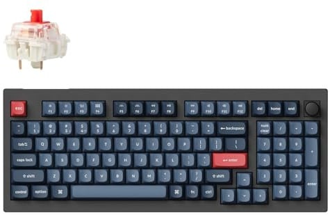 Keychron V5 Max Tastiera Meccanica senza fili con tastierino numerico, layout 96%, QMK/VIA, 2,4 GHz/Bluetooth 5.1/USB, LED RGB, Switch Gateron Jupiter Red hot-swappable per Mac Windows Linux