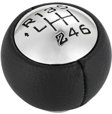 Adunsiaoto Auto-Schalthebel-Handball, 6-Gang-Schaltknauf, Schwarz, Leder, 5x5x1.7cm, Universal, 1 Stück