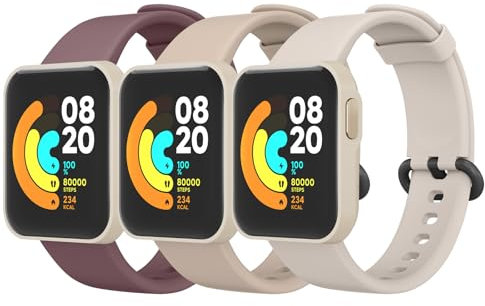 YLK 3 Pezzi Cinturino per Xiaomi Mi Watch Lite/Redmi Watch per Uomo e Donna, Cinturino in Silicone di Ricambio per Redmi Watch/Xiaomi Mi Watch Lite (Fumo viola+Luce stellare+Pietra)