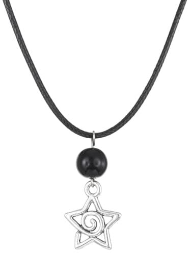 HIOPOIUYT Gothic Star Pendant Necklace Vintage Alloy/Leather Rope Fashion Jewelry for Women Men Pentagrams Charm Choker