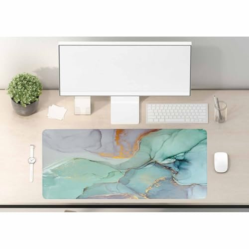Woutay Desk Mat,Green Marble,Keyboard Pad,Gaming Mouse Pad