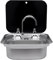 RV Lavabo à Main Rectangulaire Couvercle Camping Cuisine Robinet d'évier en Acier Inoxydable pour Caravanes Petites Cuisines Pubs Hôtels 42,3 x 37,3 x 15 cm