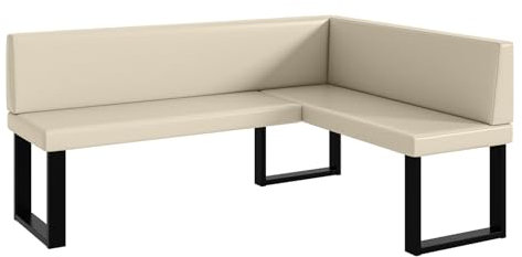 MEBLINI Eckbank für Esszimmer - Küchenbank - Essecke - Sitzecke Küche - Toni - U-Beine 128x168x87cm Rechts - Creme Kunstleder