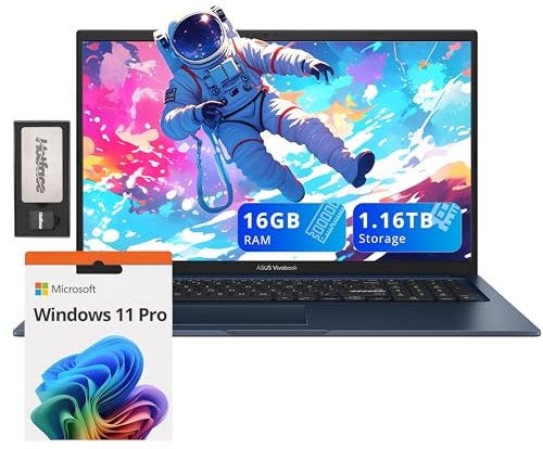 ASUS Vivobook 17.3 FHD Laptop, Intel i3-1215U, 16GB RAM, 1.16TB Storage(1TB SSD+160GB Docking Station Set), Intel UHD Graphics, Numeric Keypad, 720p HD Camera, Wi-Fi 6E, Windows 11 Pro, Quiet Blue
