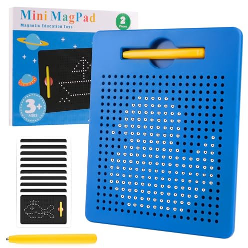 MINISOISO Magique Planche à Dessin Tableau Magnétique avec 2 stylos magnétiques, Ardoise Magique Tablette Dessin Enfant Jouet Educatif pour 3 Ans et Plus, 21.5x17.5 cm, Bleu