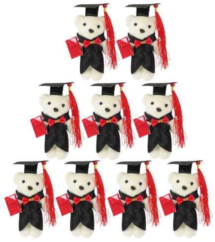 Gatuida Plush Graduation Bears, 9pcs Mini Grad Stuffed Animals Small Bear Fluffy Soft Congratulation Bouquet Decoration with Academic Details Graduation Gifts for Her/Him