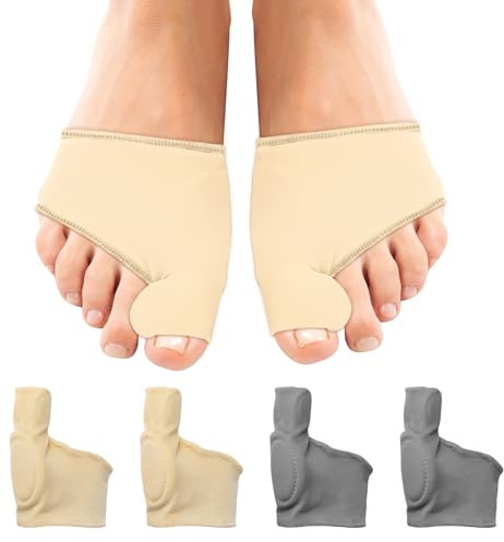 2 Paar Hallux Valgus Korrektur Bandage, Hallux Valgus Zehenspreizer Socken Hautton und Grau, Rutschfester Bunion Zehenspreizer für Männer und Frauen, Bunion Corrector, Ballenzeh-Korrektor(M-Code)