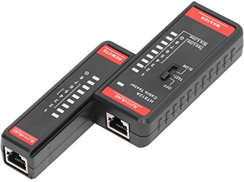 Network Wire Tester, RJ11 RJ45 Phone Line Test Tool HT812A, Anti Burn, Fast and Slow Speed, Light in Weight, Compact Size, Suitable for Cable Equipment, RJ11 RJ45 Socket
