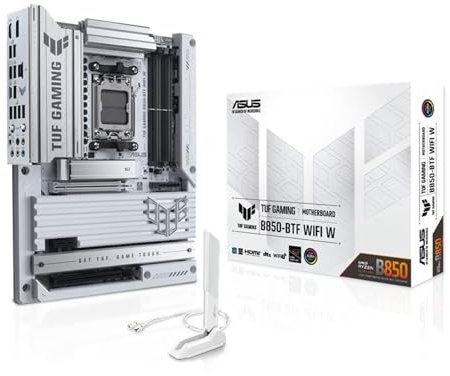 ASUS TUF Gaming B850-BTF WiFi W AMD B850 ATX Motherboard,Hidden-Connector Design, 14+2+1 80A DrMOS Power Stages, DDR5, PCIe 5.0 Ready, 3X M.2, Wi-Fi 7, 2.5Gb LAN, DP, HDMI™, USB 20Gbps Type-C