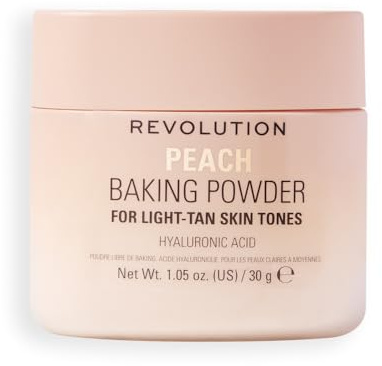 Revolution Loose Baking Powder, Peach | Make-up Fixierpuder, Langanhaltende Deckkraft, Mattiert & Reduziert Glanz, Vegan & Tierversuchsfrei, 32g