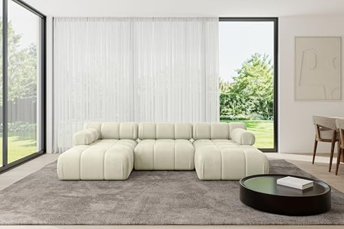 ALTDECOR Modulares Sofa Ecksofa in U-Form Corner modular Sofa Eckcouch Couch Wohnlandschaft Cauchsofa Polstersofa Tesso-U1-285x160x70 cm Beige