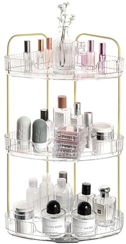 Cozary Organizer Trucci 3 Livelli, Organizer Bagno, Organizers di Cosmetici, Porta Trucchi Organizer, Organizzatore di Profumi, per Toeletta, Cucina, Camera da Letto, Trasparente