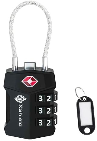 Double Dragon 1-Pack TSA Approved Suitcase Locks | Strong Shackle, Cut-Resistant Zinc Alloy, Lightweight 3-Digit Combination Travel Padlocks for Luggage, Bags & Backpacks