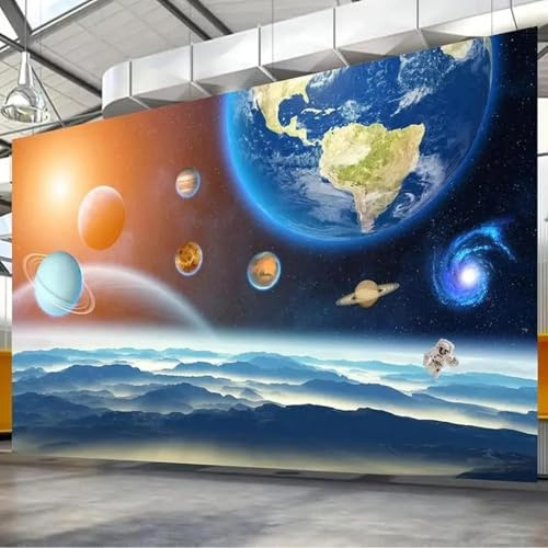 Dreidimensional Weltraum Planeten Sterne Astronauten 3D Tapeten Tapete Luxus Home Esszimmer Fototapete Effekt Wohnzimmer Schlafzimmer Kinderzimmer-200cm×140cm