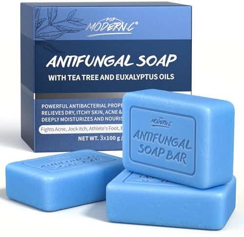 Antipilzseife mit Teebaumöl, 3er-Pack (3x100g), Behandlung von Akne im Gesicht und am Körper sowie mehr – gegen juckende Akne am Körper und Körpergeruch für Frauen und Männer