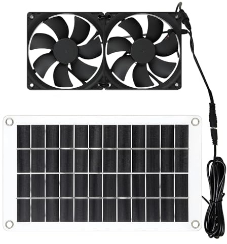 Photovoltaik-8-W-12-V Doppelabluftventilator für effiziente Kühlung, Belüftung und Geruchsentfernung in Wohnhäusern, Garagen, Grünräumen, Photovoltaik Ventilatoren, Garagen, Solarventilatoren,