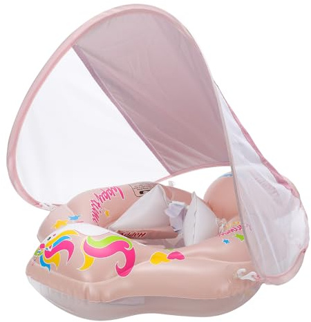 Bouée Bébé, Bouee Bebe avec Parasol Amovible, Bouee Bebe Parasol SPF 50+, Siège De Piscine avec auvent Amovible de BoueeBebe Gonflable Piscine, BouéeBébé de 12 à 36 Mois