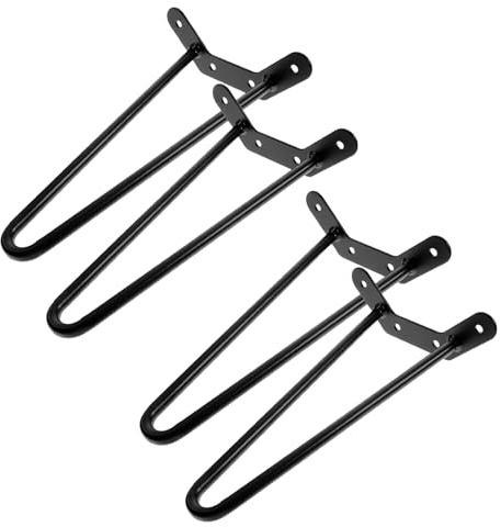 UKCOCO Lot de 4 Pieds de Bureau en Épingle à Cheveux Métalliques Noirs en Fer, Hauteur 40 Cm, Support Fiable et Installation Facile pour Tables Basses Bureau la Maison