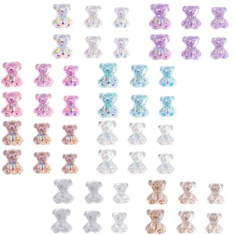 SHINEOFI 100pcs Resin Bear Shape Nail Decors for DIY Manicure Patch Accessories, Fingernail Decorations Kit Suitable for Personal Use and Nail Art Supplies Random Color