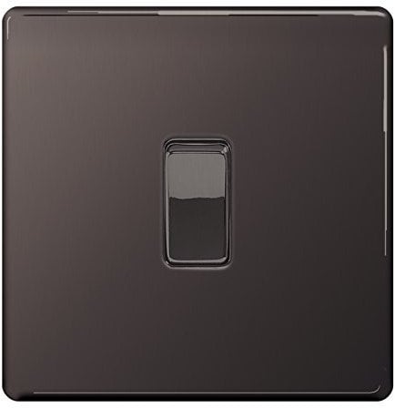 BG Nexus Screwless Flatplate FBN12 Light Switch 1 Gang 2 Way 10 Amp (Black Nickel) by British General