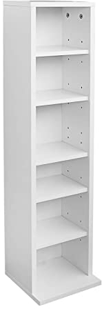 Lillyvale DVD Storage Tower Rack 102 CD unit shelf organiser archieve wood black White (White)