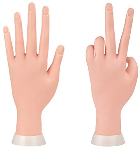 Maniküre-Übungshänder und Finger, Nagelhandübungsmodell, flexibel, beweglich, weicher Kunststoff, Hand für künstliche Nagelkunst-Anfänger (braun)