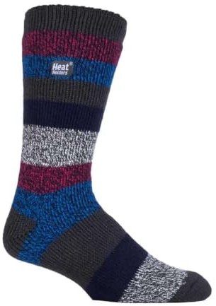 HEAT HOLDERS - Mens New Patterned Warm Winter Striped Twist Thermal Socks in 10 colours, size 6-11 UK 39-45 Eur