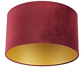 QAZQA Baumwolle Velour Lampenschirm rot 35I35I20 mit Gold I Messingener Innenseite,