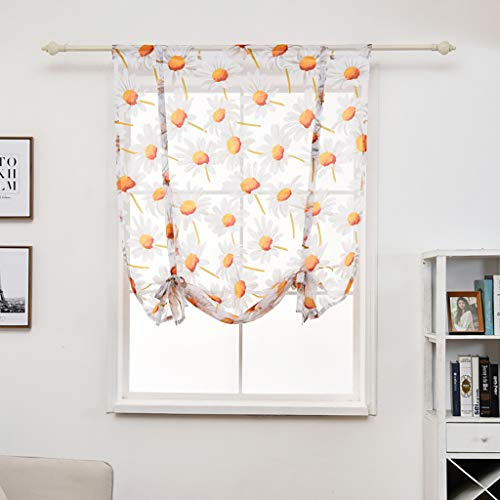 SIMPVALE Römisch Vorhang Blume gedruckt Stil binden Vorhänge für Schlafzimmer Wohnzimmer Küche Balkon 1 Panel Gardine Raffgardinen (Breite 80cm / Höhe 120cm)