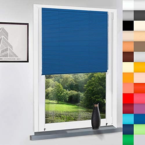 Aluminium Jalousie nach Maß, Endloskette, Kette, Monocomando, Maßanfertigung, für Fenster und Türen, Alu, Fenster, Klemmfix ohne Bohren (Blau, Höhe: 180cm x Breite: 180cm)