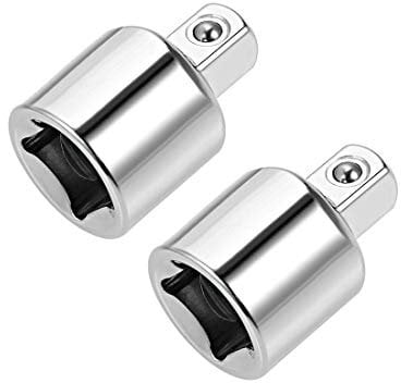 sourcing map 2 Pcs 3/8 Inch Drive (F) x 1/4 Inch (M) Socket Reducer, Female to Male, Cr-V (Silver)