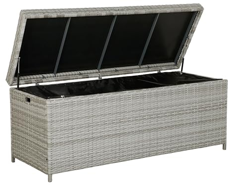 Beliani Praktische Auflagenbox Rattan grau Modena