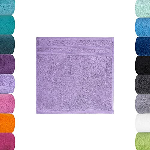 Lavea Bali Terry Towelling Series 100% Organic Cotton GOTS Towels, Cotton, lilac, 2 x 30 x 30 cm