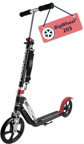 HUDORA BigWheel Scooter 205 - Stabiler Aluminium-Roller - Höhenverstellbarer & zusammenklappbarer Cityroller - Kinder- & Erwachsenenroller für bis zu 100kg - Tretroller mit Ständer