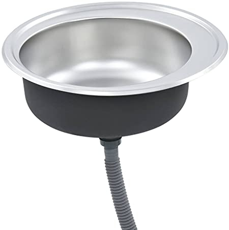 vidaXL Fregadero de Cocina con Colador y Sifón Lavabo Redondo Espacio en Encimera Profundo Individual Fácil de Montar Caben Platos Acero Inoxidable