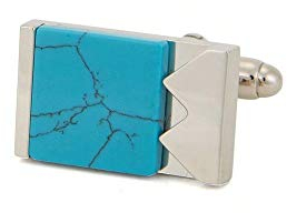 HUGO Marble & Brass Cufflinks E-Mixed Turquoise Aqua Blue One Size