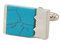 HUGO Marble & Brass Cufflinks E-Mixed Turquoise Aqua Blue One Size