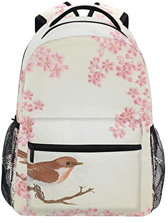 Rootti Rucksack mit niedlichem Vogel-Druck, Tagesrucksack, Segeltuch, für Schule, Reisen, für Teenager, Jungen, Mädchen, Herren und Damen