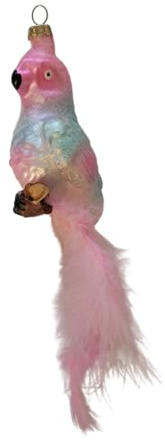 Papagei Vogel rosa Federn Weihnachtsbaumkugel Glas Christbaumschmuck Weihnachten