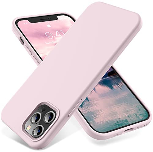 OTOFLY Compatible with iPhone 12 Pro Max Case 6.7 inch(2020),[Silky and Soft Touch Series] Premium Soft Liquid Silicone Rubber Full-Body Protective Bumper Case (Ice Pink)