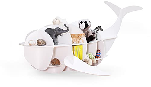 The Cardboard Co Kinder Regal Amy der Wal in weiß - geeignet für ca. 60 Tonies, Spielzeug oder Kinderbücher - 100% plastikfrei (Naturweiß)