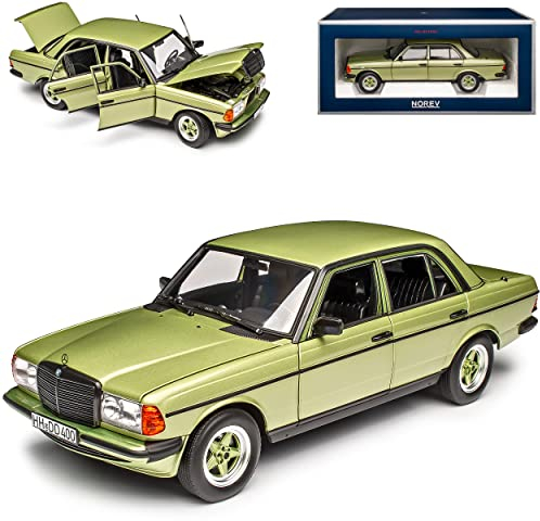 Norev Mercedes-Benz W123 200 AMG E-Klasse Limousine Silber Grün 1975-1986 1/18 Modell Auto