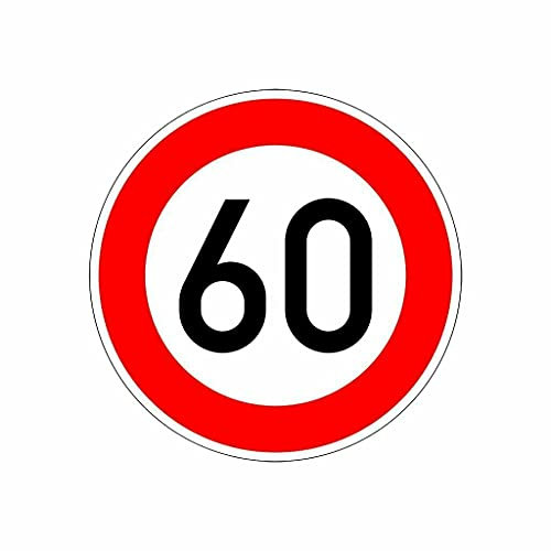 Aufkleber Verkehrszeichen VZ 274-60 Zulässige Höchstgeschwindigkeit 60km/h StVO Schild Folie selbstklebend | Ø5-30cm Made in Germany, Größe: Ø5 cm
